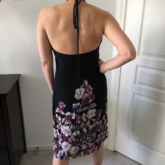 ADRIANNA PAPELL Silk Short Floral Print Dress S-12 - Picture 3 of 8